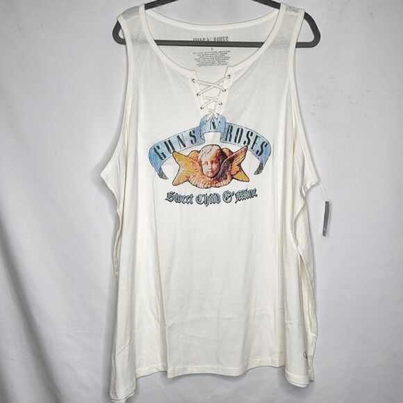 6X 30W Torrid Cream Guns N Roses Lace Up Tank 90s Sweet Child O Mine Grunge Punk - Picture 2 of 6